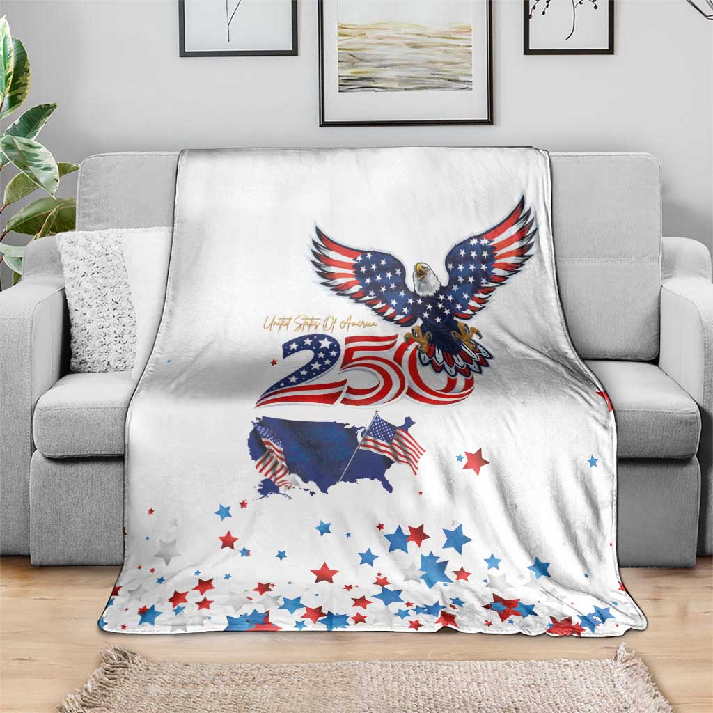 250 Years of American Freedom Blanket Flag Bald Eagle and Map