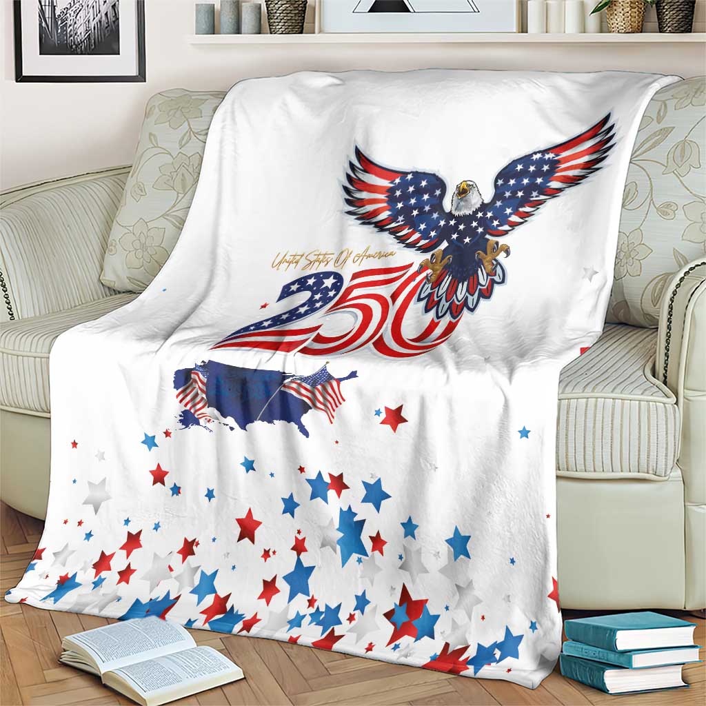 250 Years of American Freedom Blanket Flag Bald Eagle and Map
