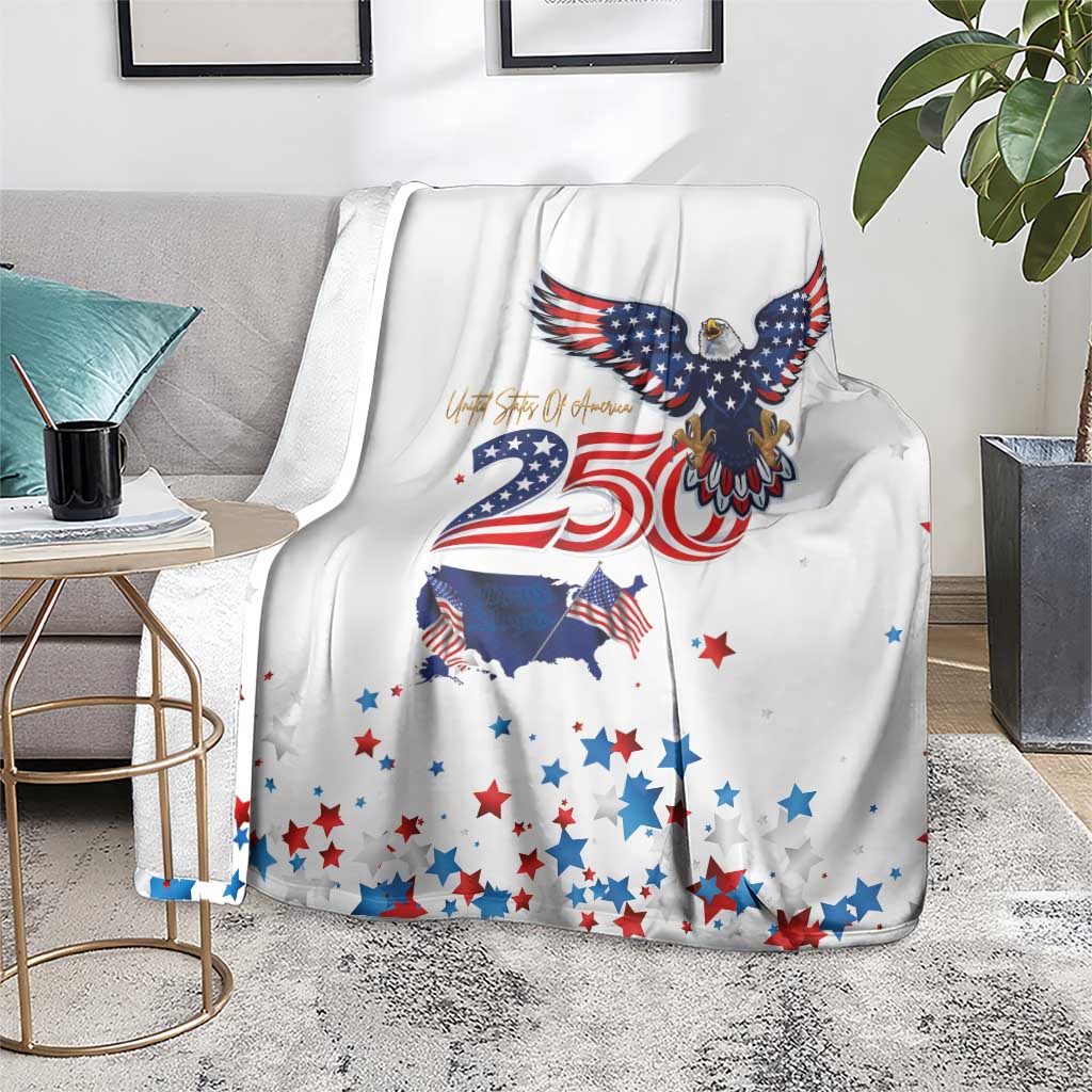 250 Years of American Freedom Blanket Flag Bald Eagle and Map
