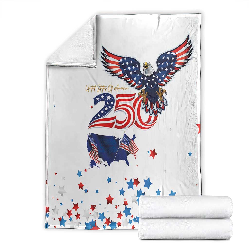 250 Years of American Freedom Blanket Flag Bald Eagle and Map