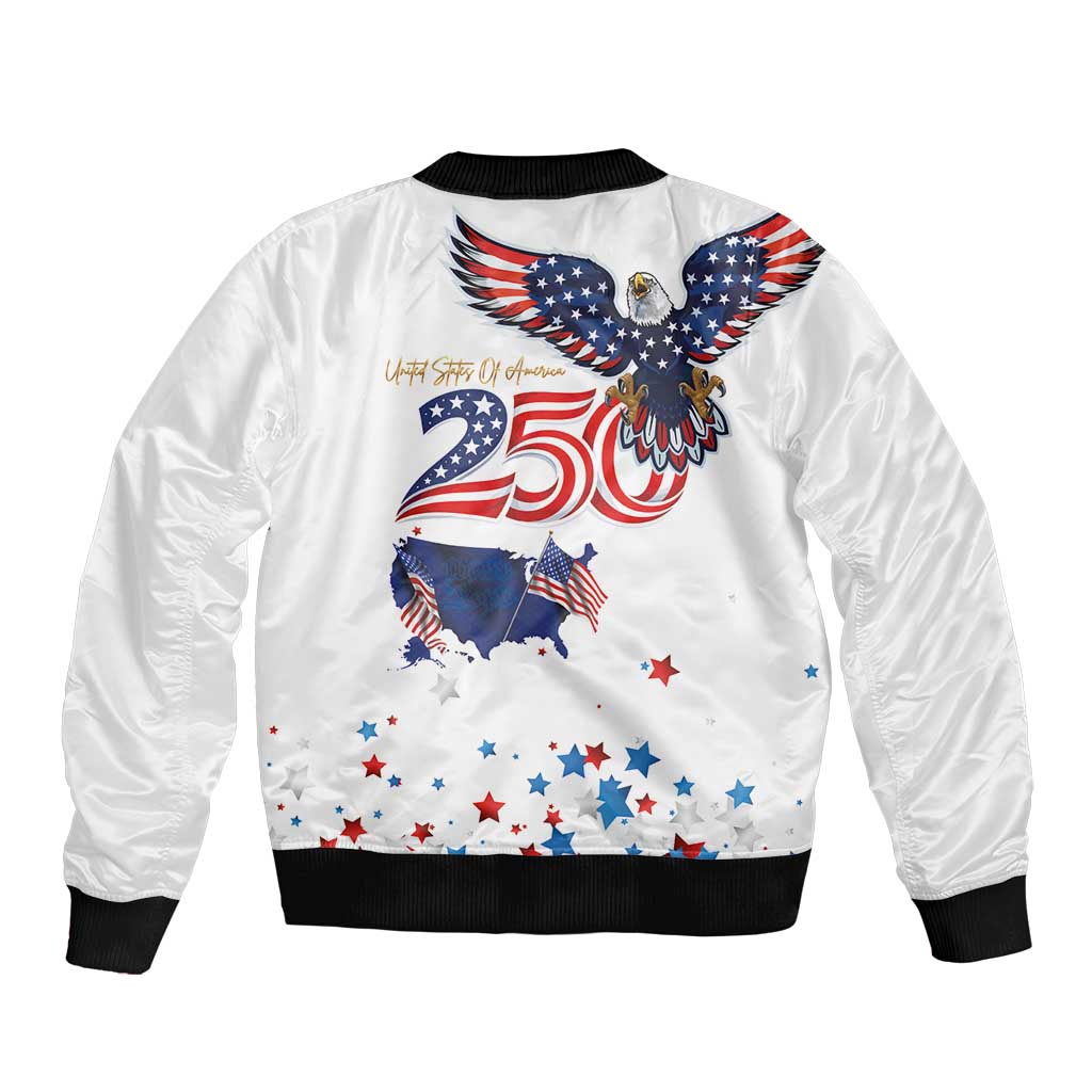 250 Years of American Freedom Bomber Jacket Flag Bald Eagle and Map