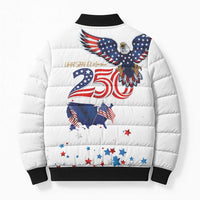 250 Years of American Freedom Bomber Puffer Jacket Flag Bald Eagle and Map
