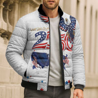 250 Years of American Freedom Bomber Puffer Jacket Flag Bald Eagle and Map