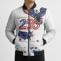 250 Years of American Freedom Bomber Puffer Jacket Flag Bald Eagle and Map