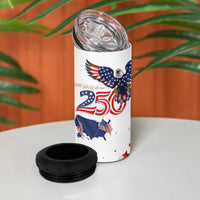 250 Years of American Freedom 4 in 1 Can Cooler Tumbler Flag Bald Eagle and Map