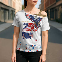 250 Years of American Freedom Cross Shoulder Shirt Flag Bald Eagle and Map