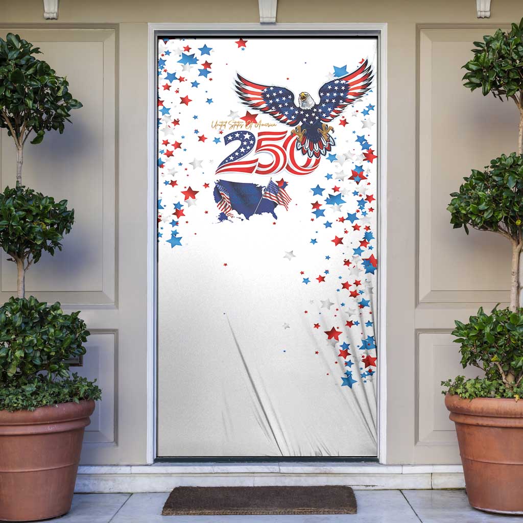 250 Years of American Freedom Door Cover Flag Bald Eagle and Map