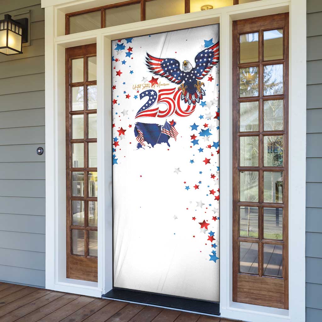 250 Years of American Freedom Door Cover Flag Bald Eagle and Map