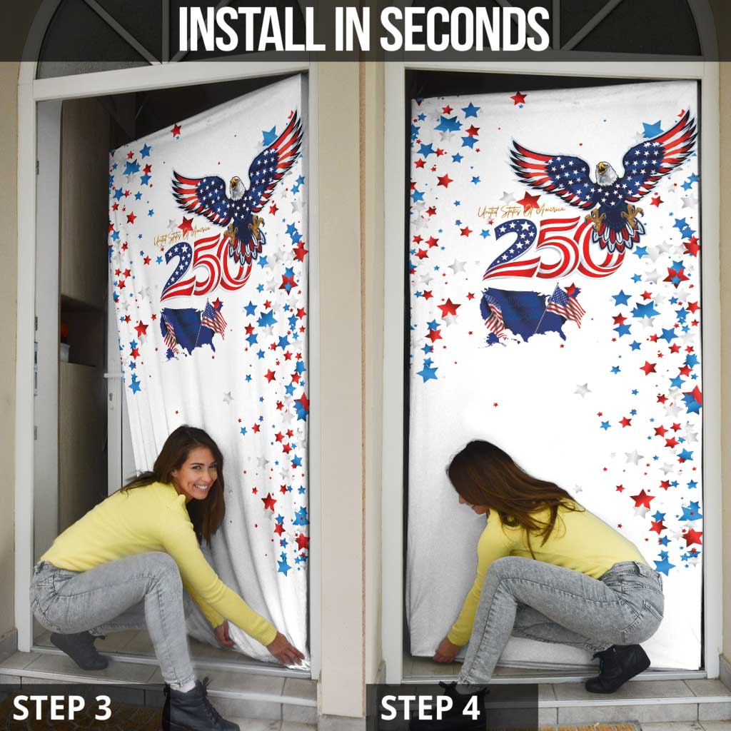 250 Years of American Freedom Door Cover Flag Bald Eagle and Map