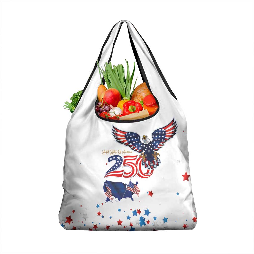 250 Years of American Freedom Grocery Bag Flag Bald Eagle and Map