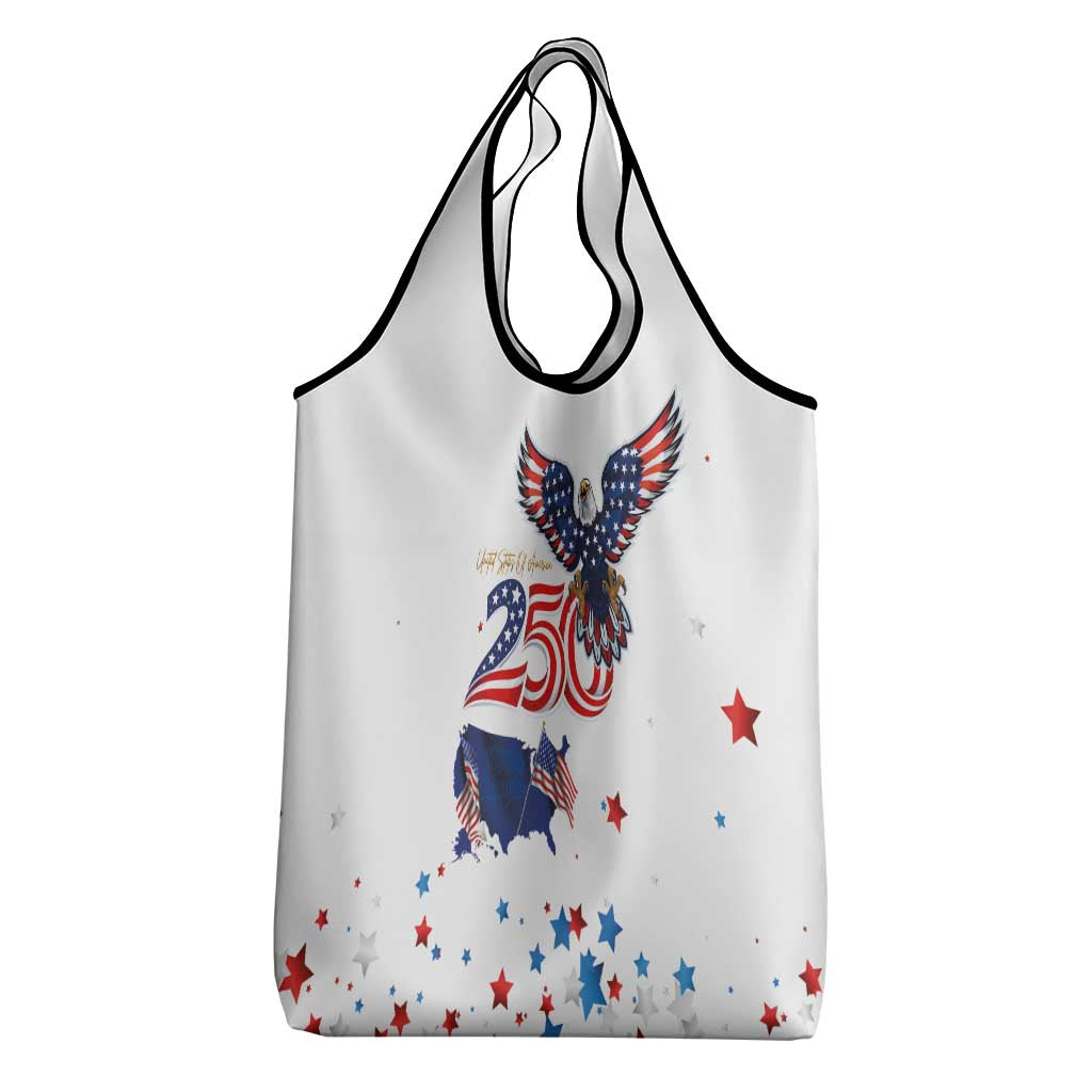 250 Years of American Freedom Grocery Bag Flag Bald Eagle and Map