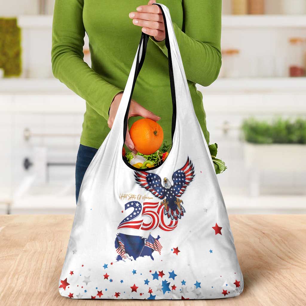 250 Years of American Freedom Grocery Bag Flag Bald Eagle and Map