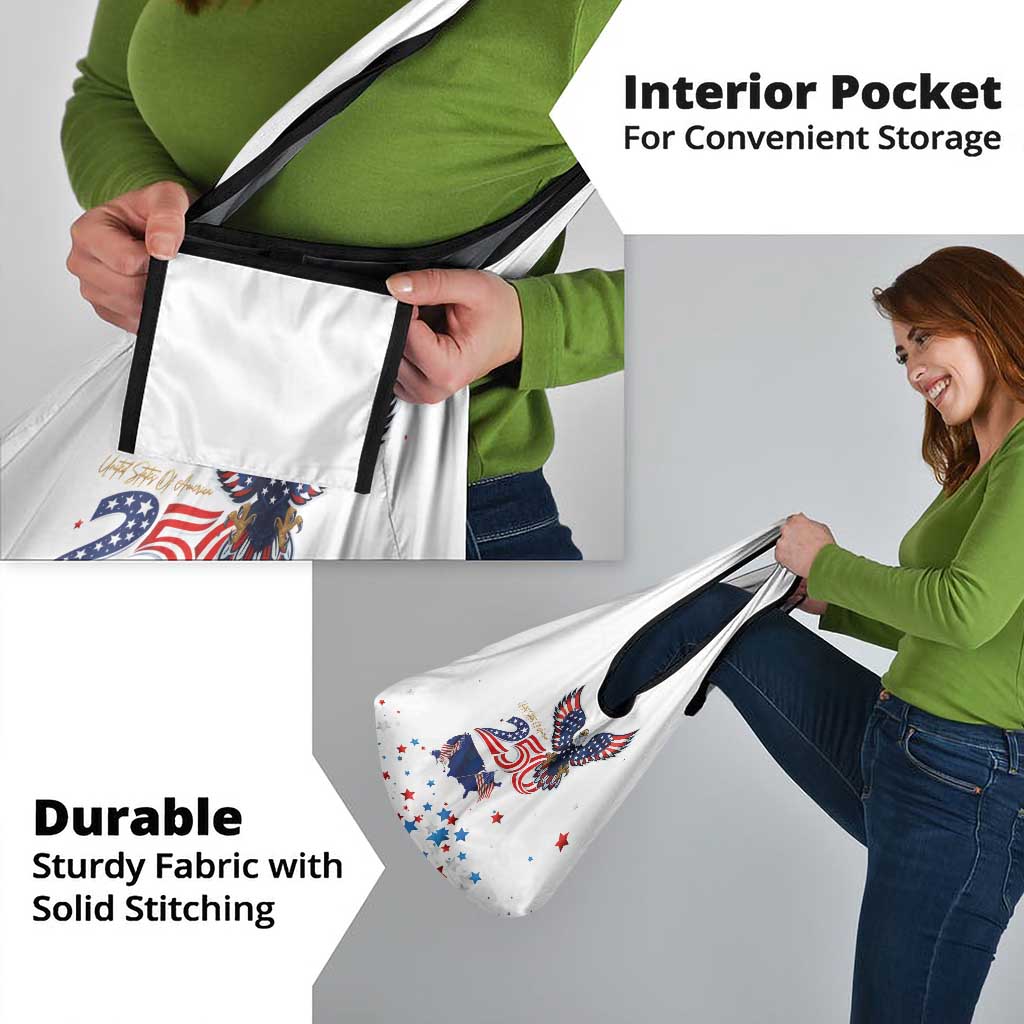 250 Years of American Freedom Grocery Bag Flag Bald Eagle and Map