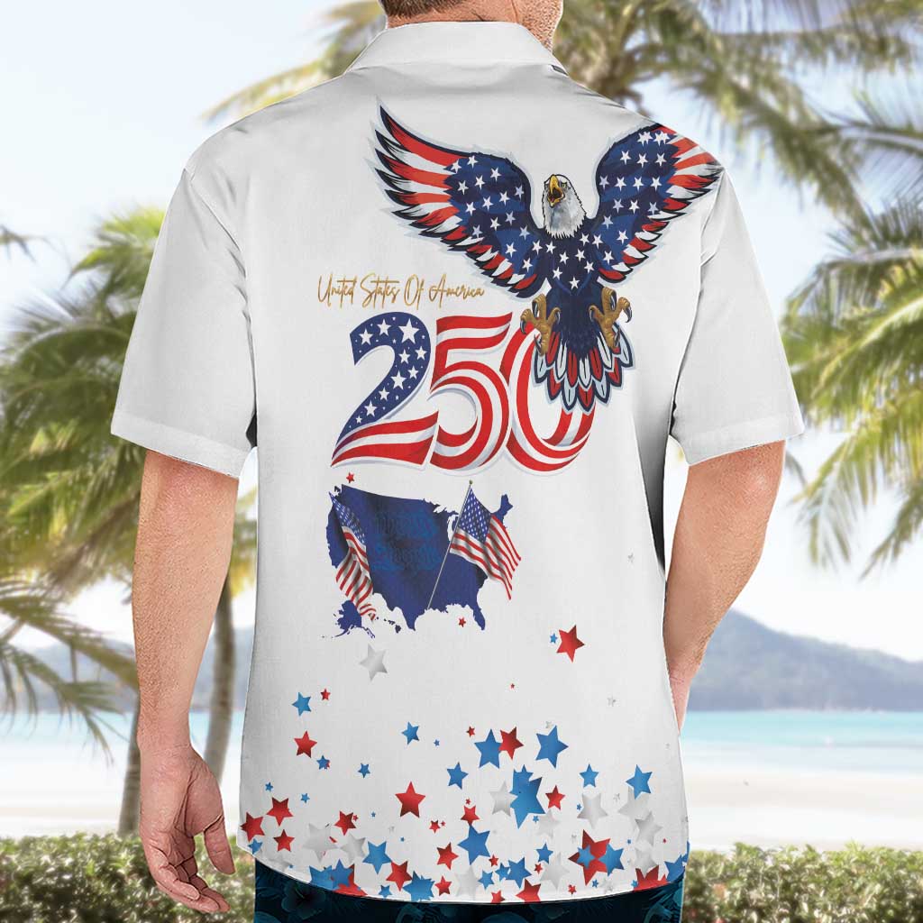 250 Years of American Freedom Hawaiian Shirt Flag Bald Eagle and Map