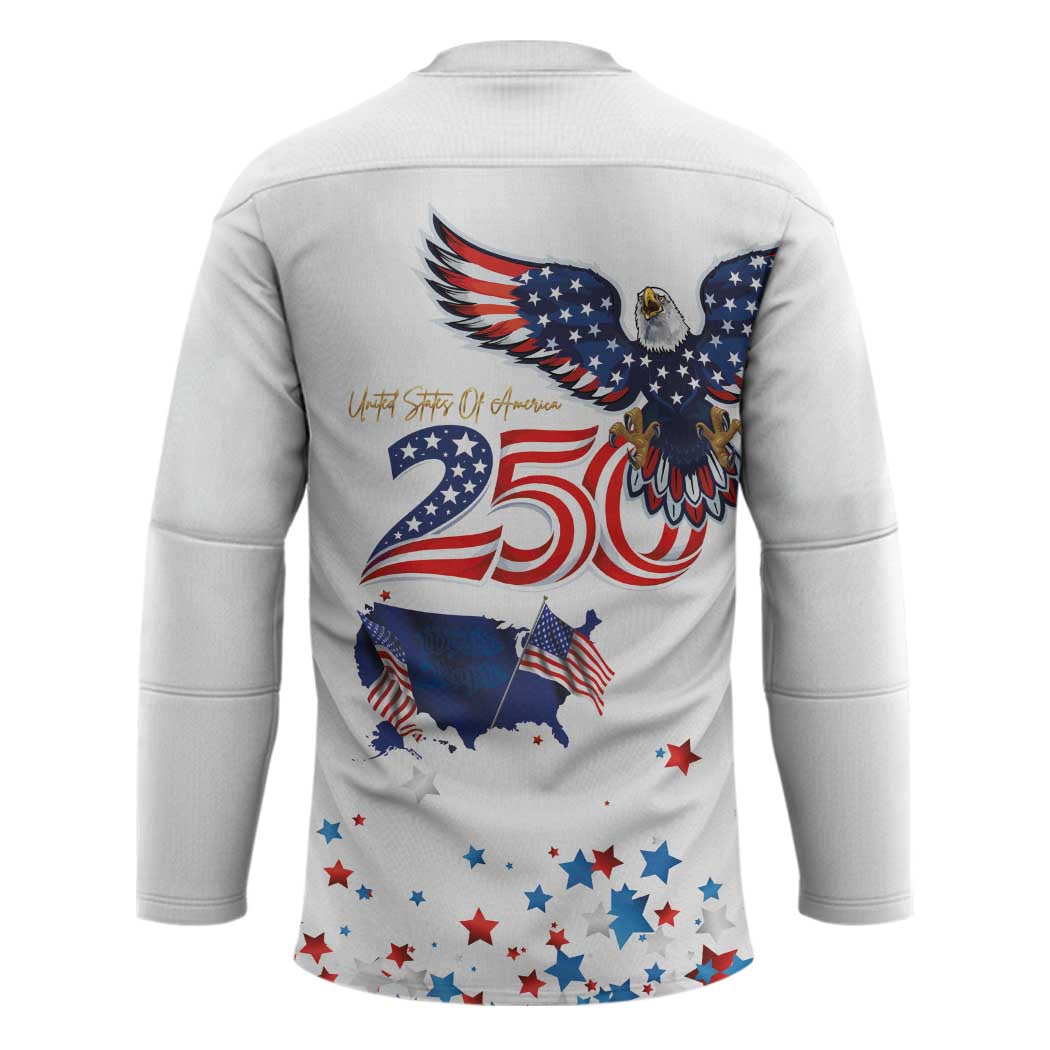250 Years of American Freedom Hockey Jersey Flag Bald Eagle and Map