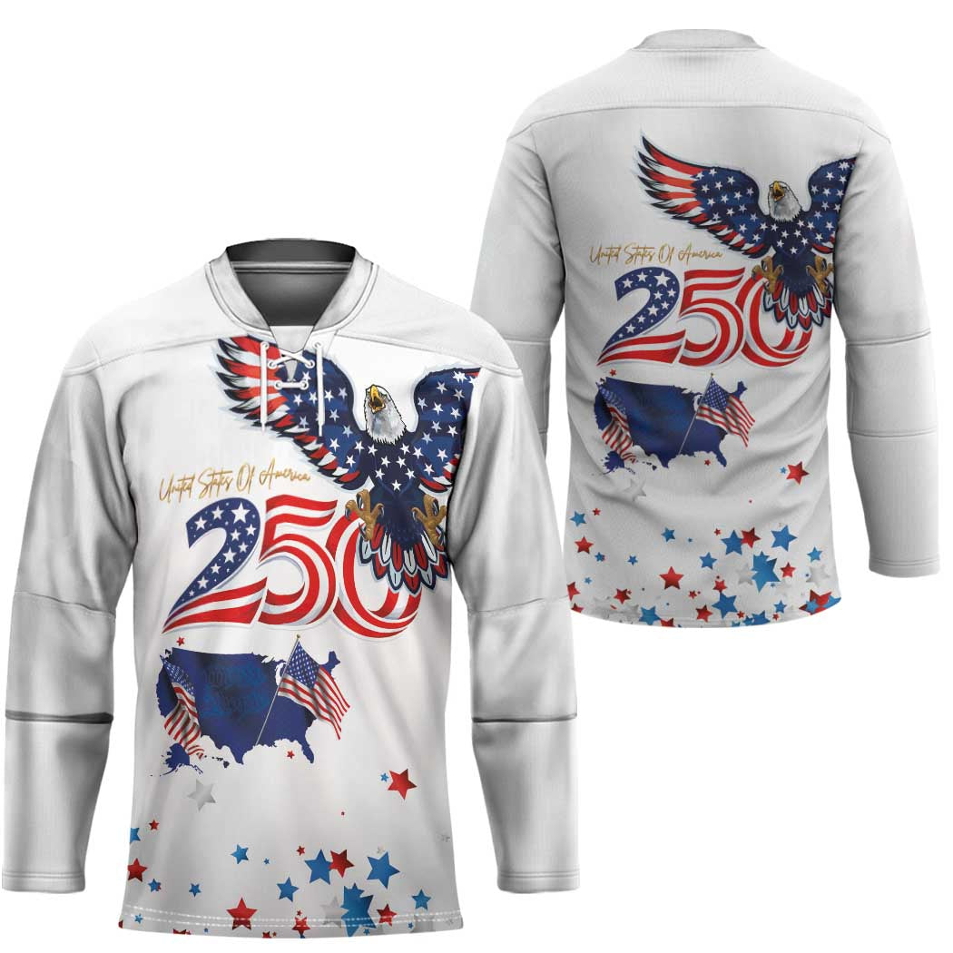 250 Years of American Freedom Hockey Jersey Flag Bald Eagle and Map