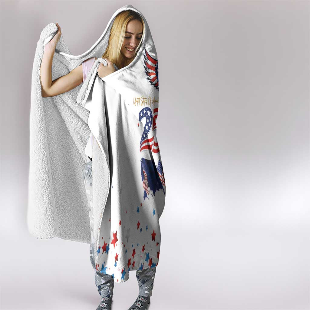 250 Years of American Freedom Hooded Blanket Flag Bald Eagle and Map