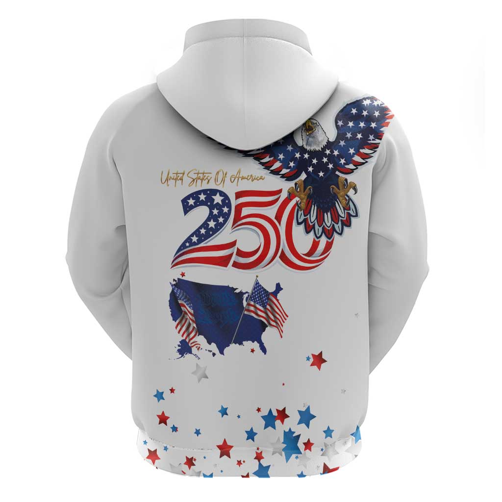 250 Years of American Freedom Hoodie Flag Bald Eagle and Map