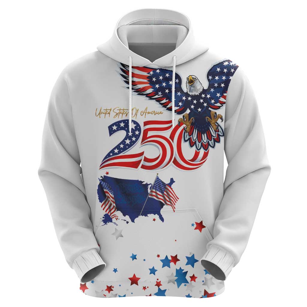 250 Years of American Freedom Hoodie Flag Bald Eagle and Map