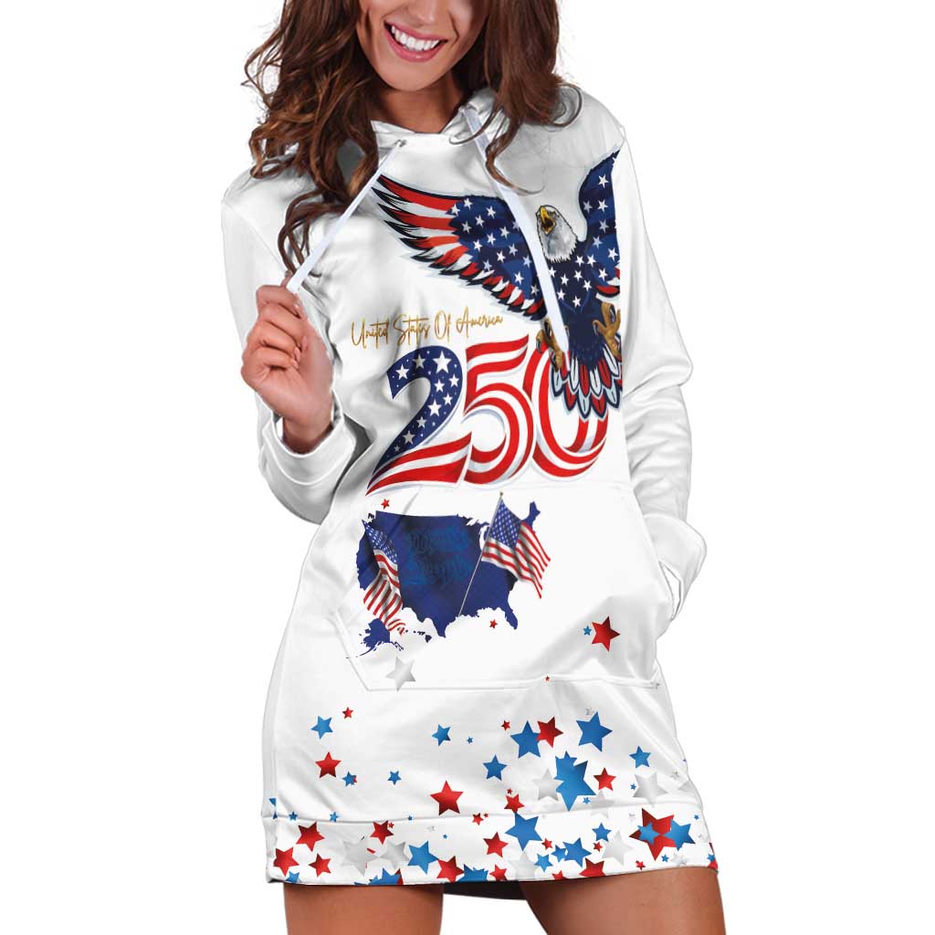 250 Years of American Freedom Hoodie Dress Flag Bald Eagle and Map