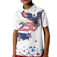250 Years of American Freedom Kid Polo Shirt Flag Bald Eagle and Map