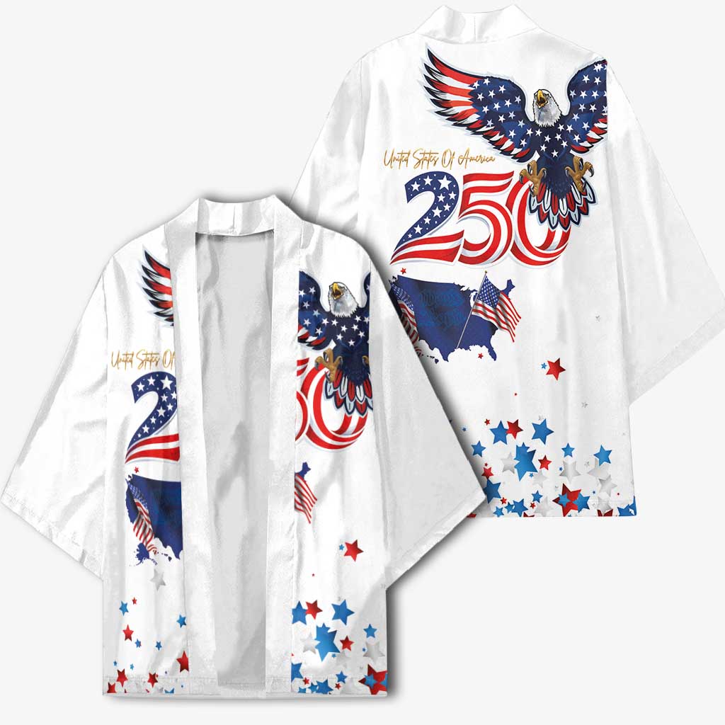 250 Years of American Freedom Kimono Flag Bald Eagle and Map