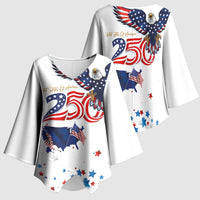 250 Years of American Freedom Kimono Sleeve Blouse Flag Bald Eagle and Map