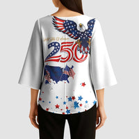 250 Years of American Freedom Kimono Sleeve Blouse Flag Bald Eagle and Map
