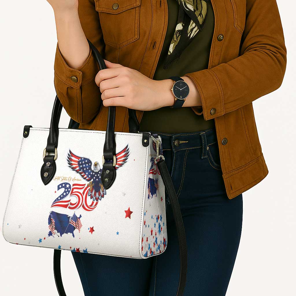 250 Years of American Freedom Leather Bag Flag Bald Eagle and Map