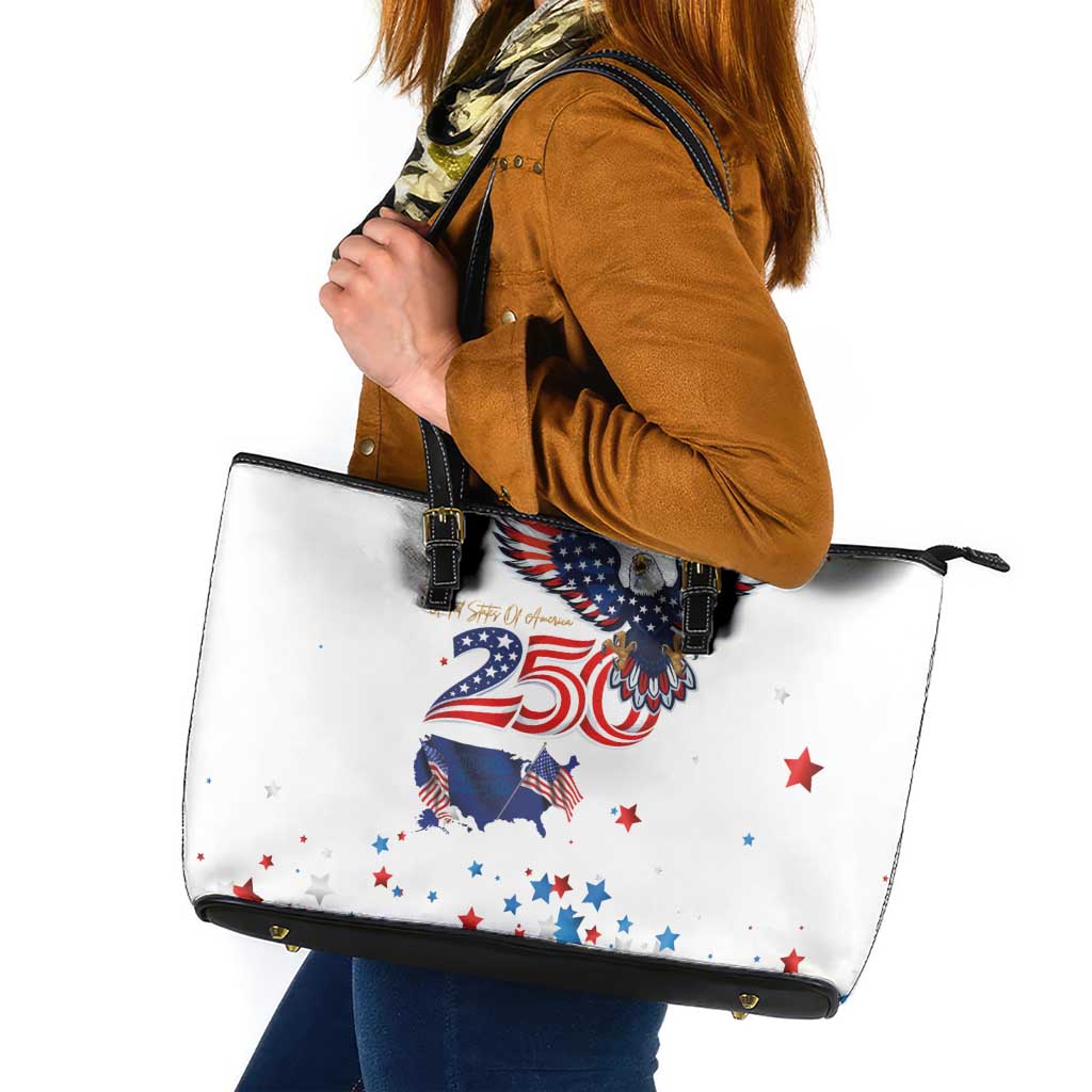 250 Years of American Freedom Leather Tote Bag Flag Bald Eagle and Map