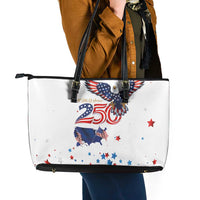 250 Years of American Freedom Leather Tote Bag Flag Bald Eagle and Map