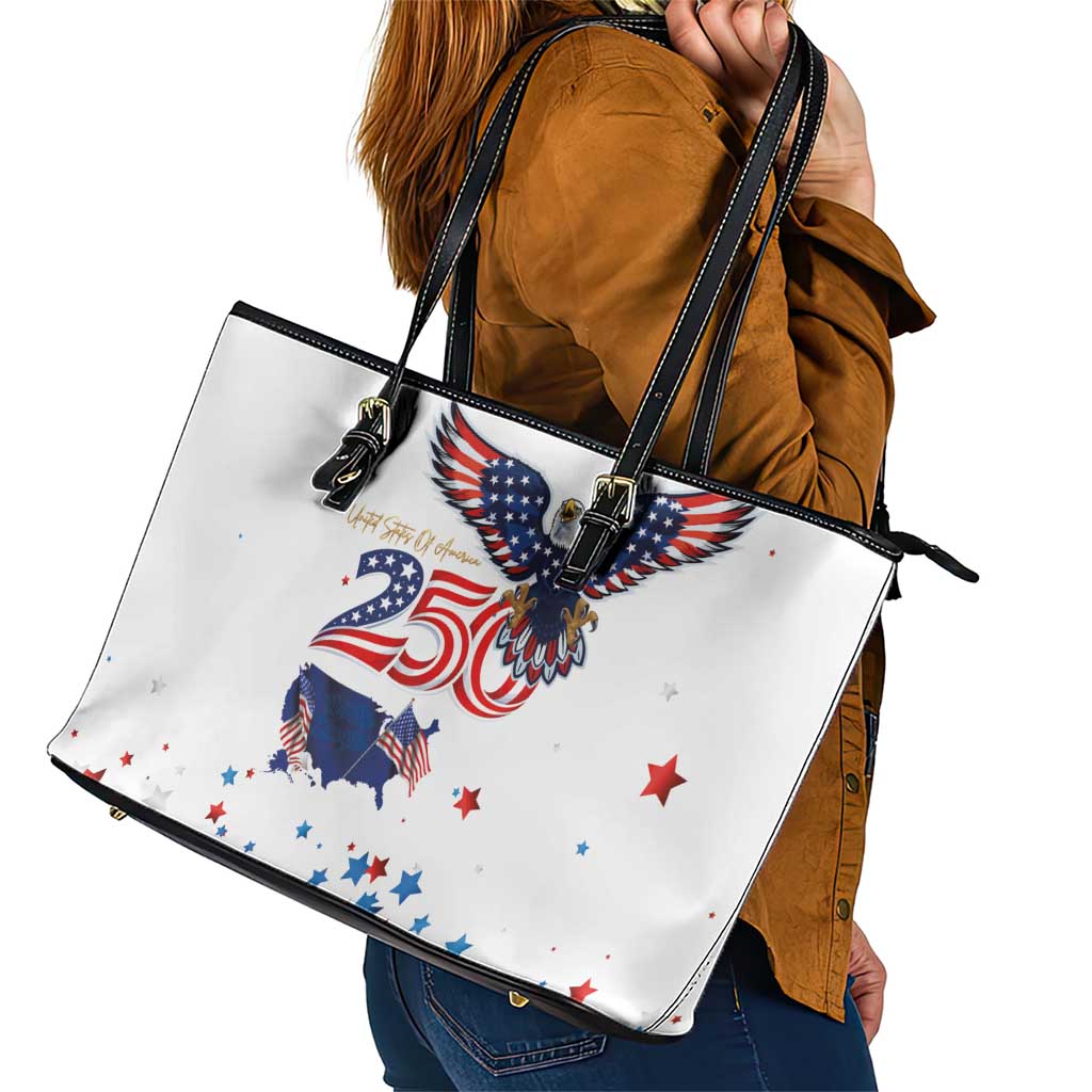 250 Years of American Freedom Leather Tote Bag Flag Bald Eagle and Map