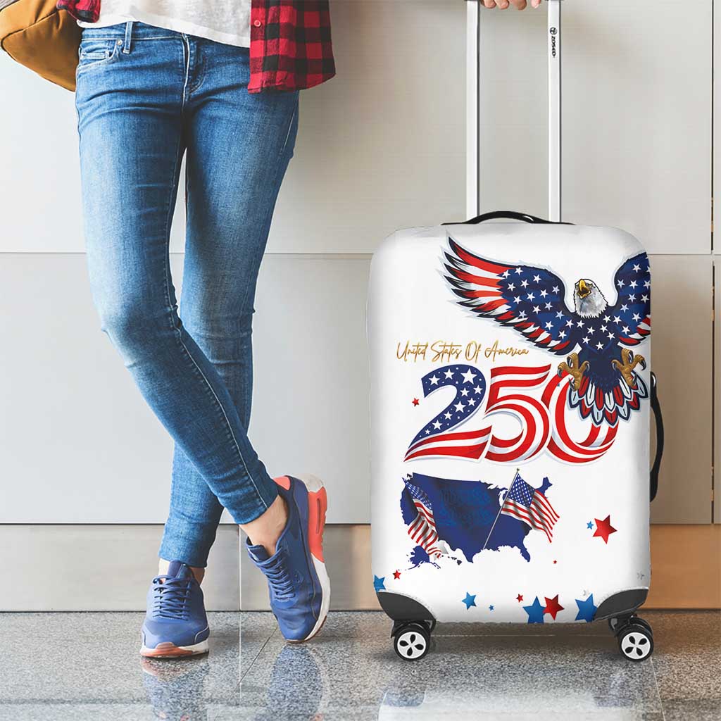 250 Years of American Freedom Luggage Cover Flag Bald Eagle and Map
