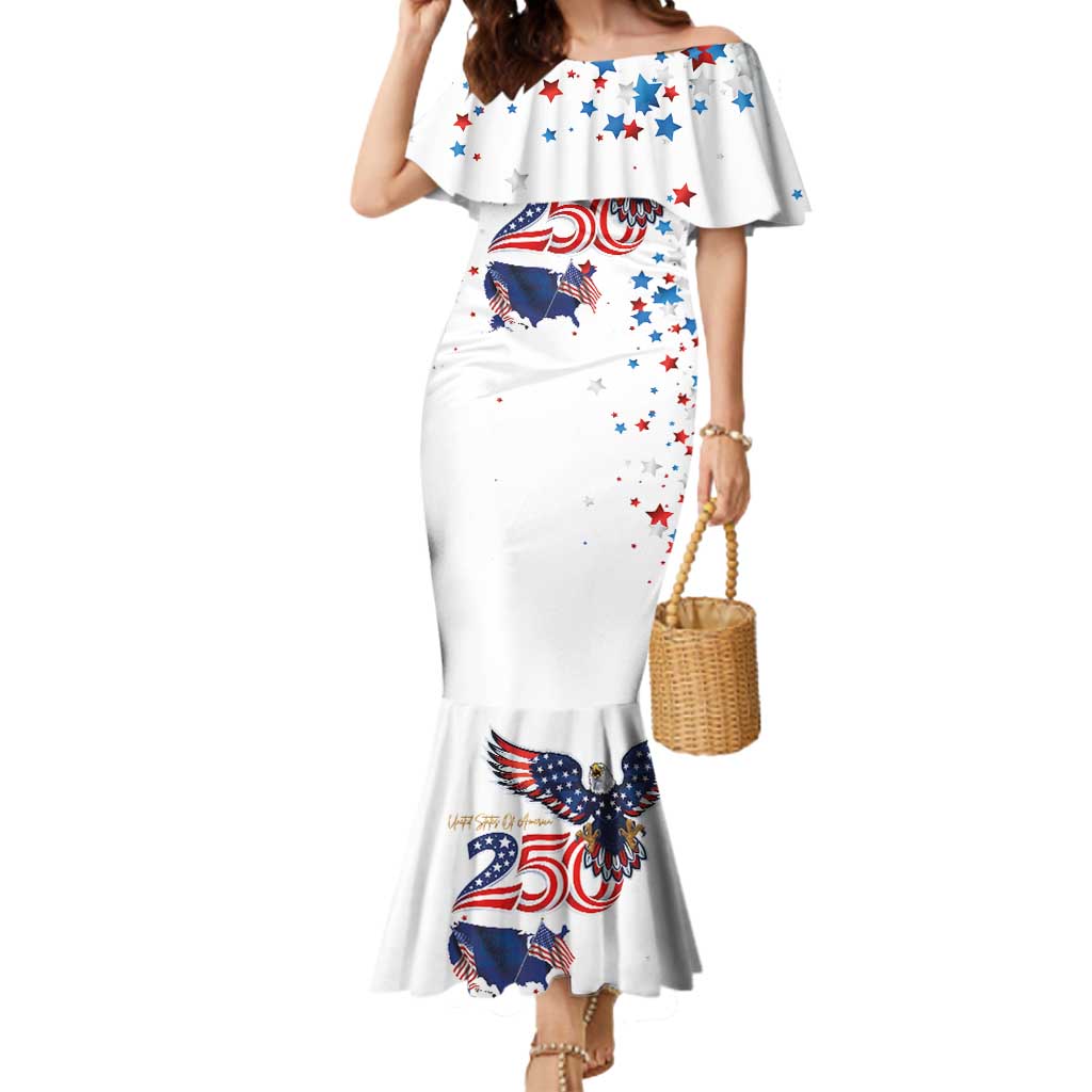 250 Years of American Freedom Mermaid Dress Flag Bald Eagle and Map