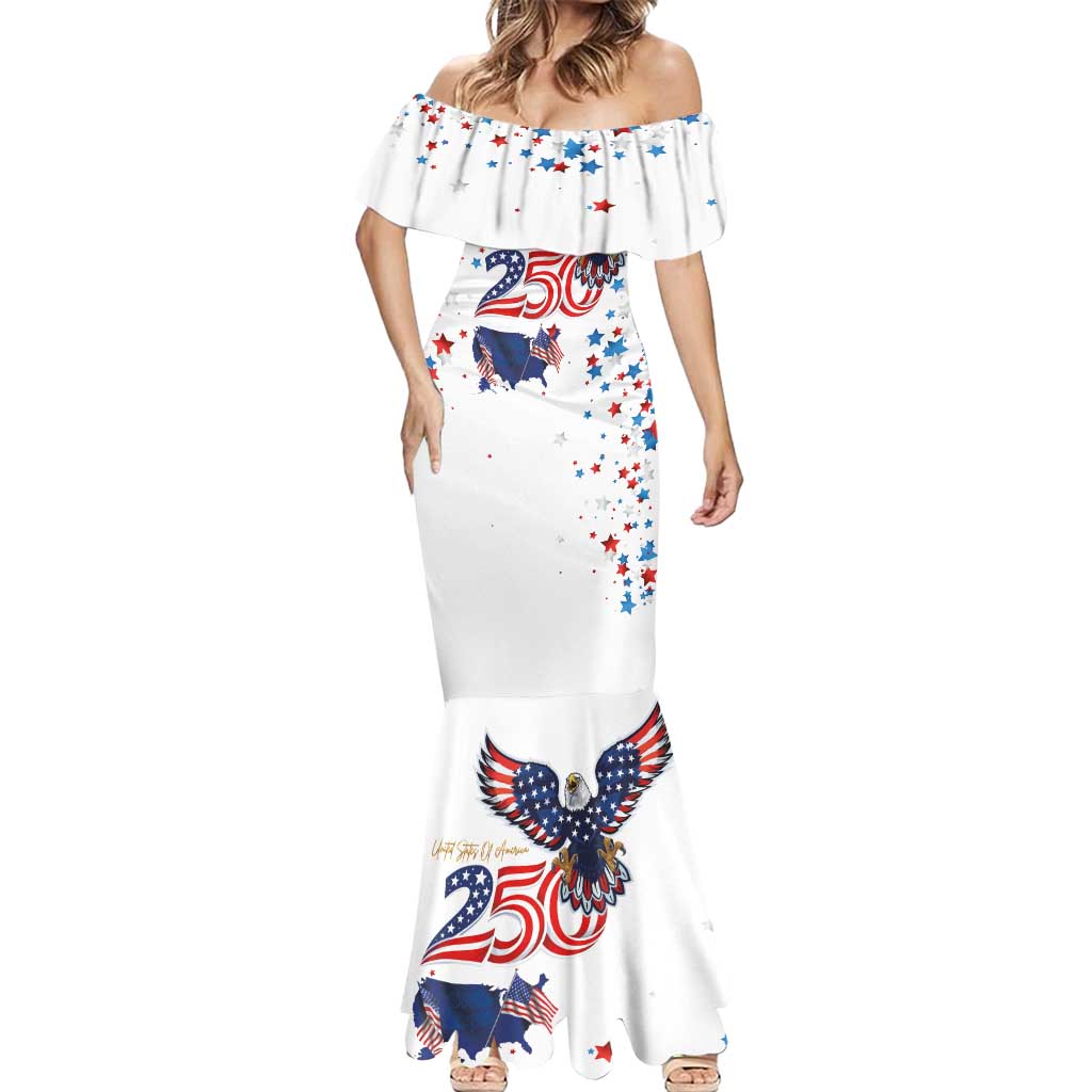 250 Years of American Freedom Mermaid Dress Flag Bald Eagle and Map