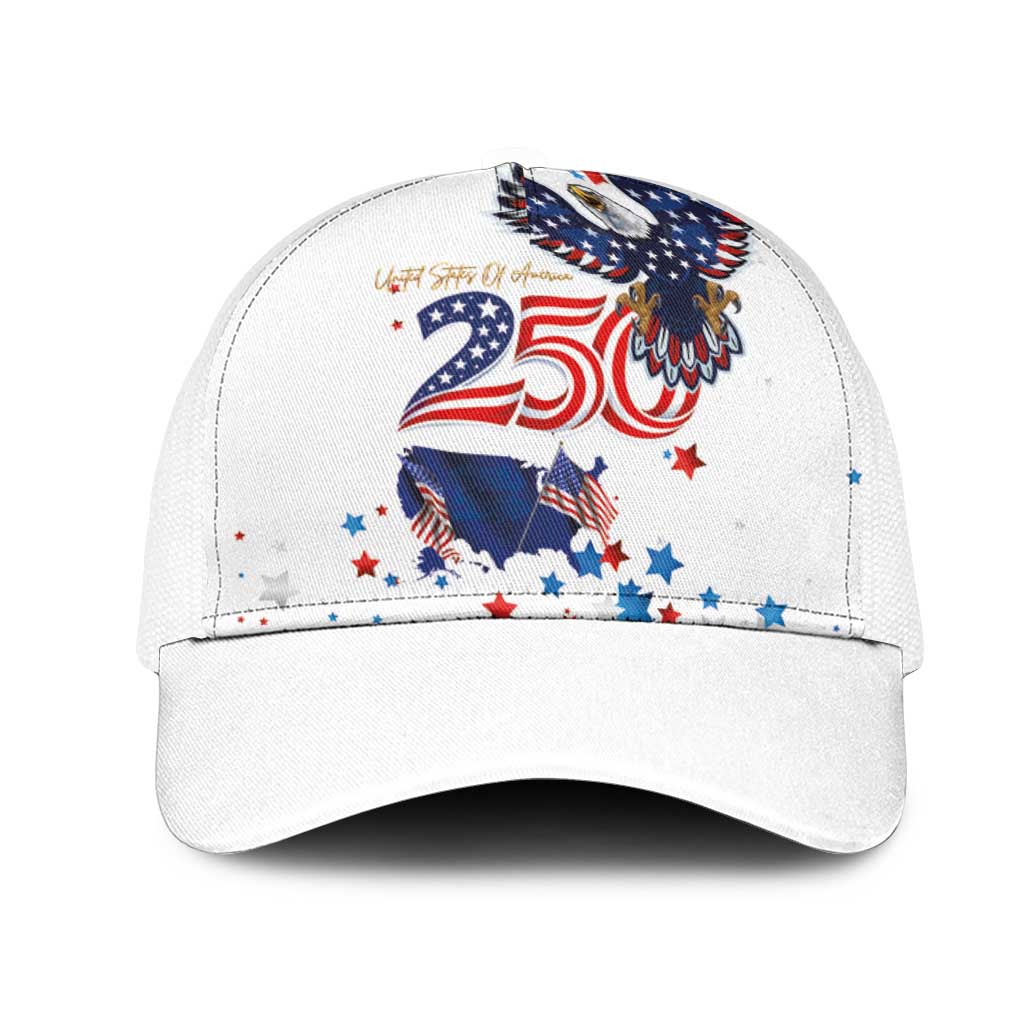 250 Years of American Freedom Mesh Trucker Cap Flag Bald Eagle and Map