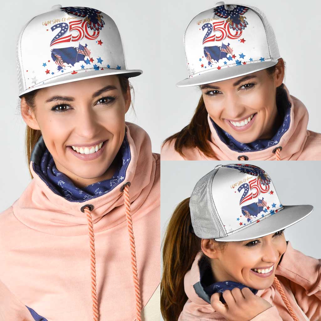 250 Years of American Freedom Mesh Trucker Cap Flag Bald Eagle and Map