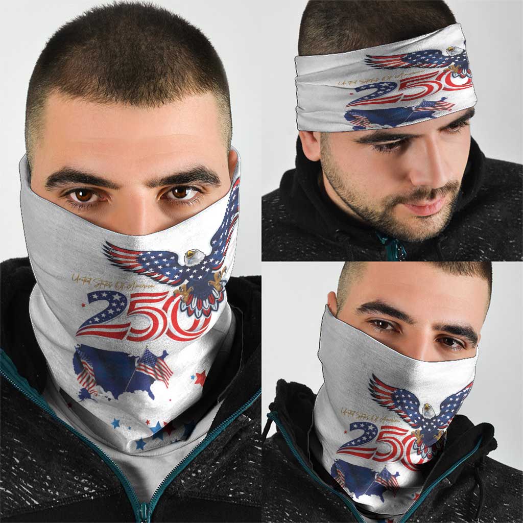 250 Years of American Freedom Neck Gaiter Flag Bald Eagle and Map