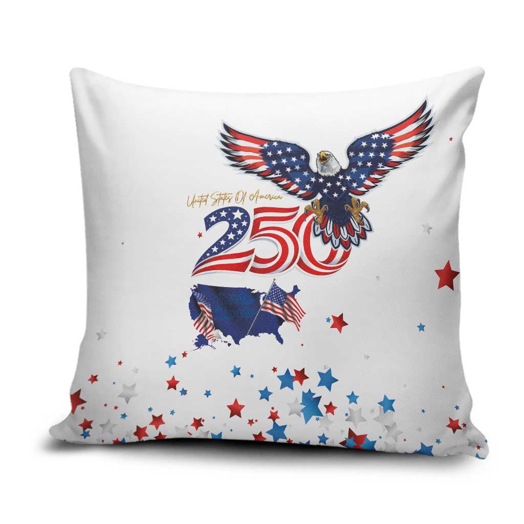250 Years of American Freedom Pillow Cover Flag Bald Eagle and Map