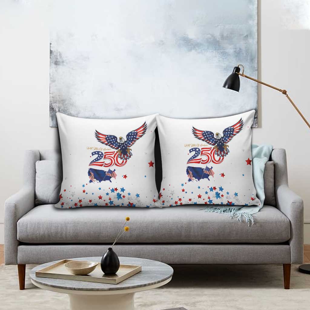 250 Years of American Freedom Pillow Cover Flag Bald Eagle and Map