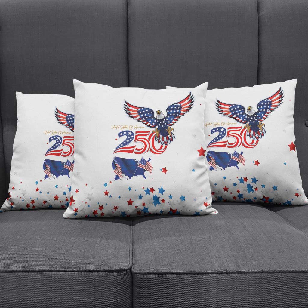 250 Years of American Freedom Pillow Cover Flag Bald Eagle and Map