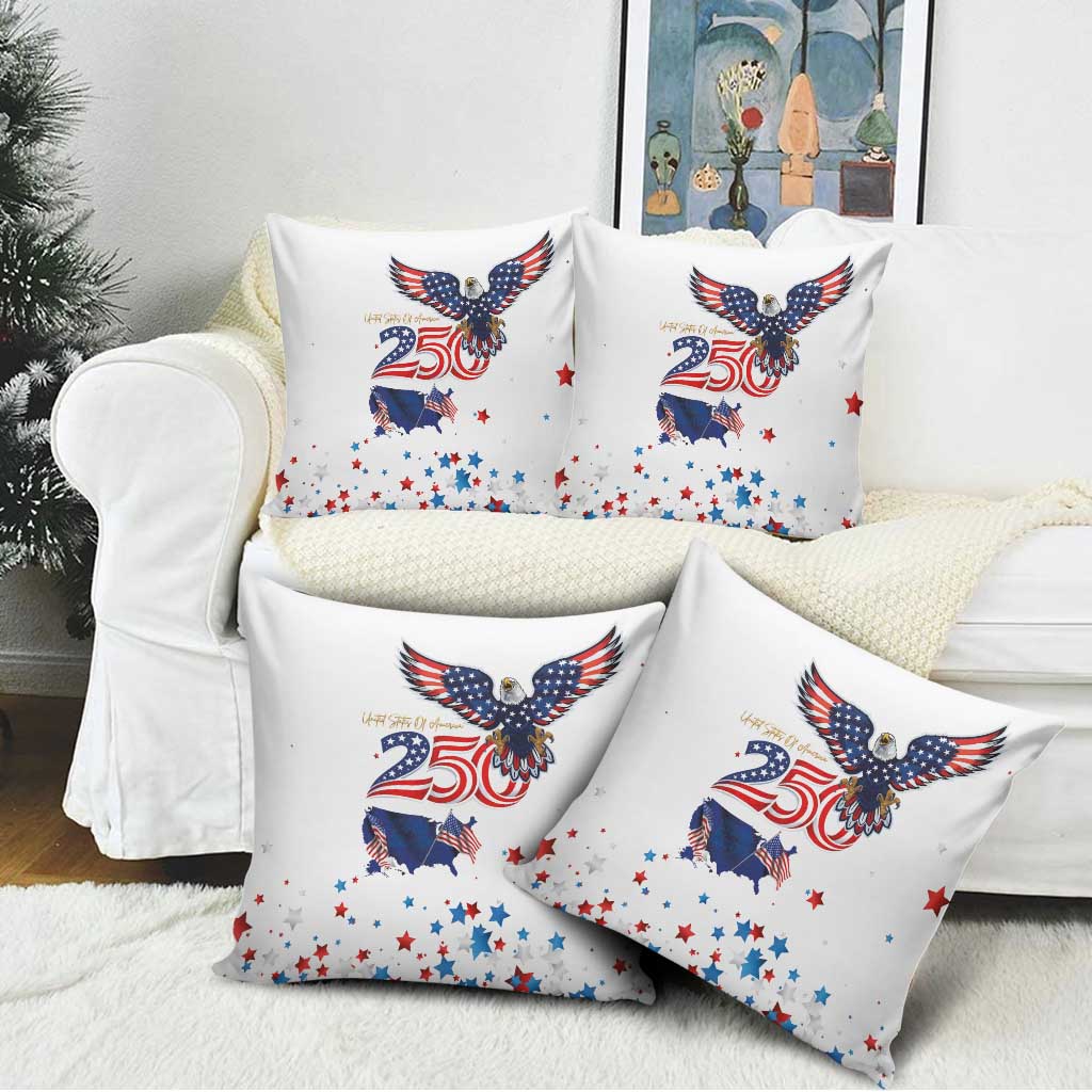 250 Years of American Freedom Pillow Cover Flag Bald Eagle and Map