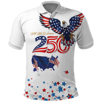 250 Years of American Freedom Polo Shirt Flag Bald Eagle and Map