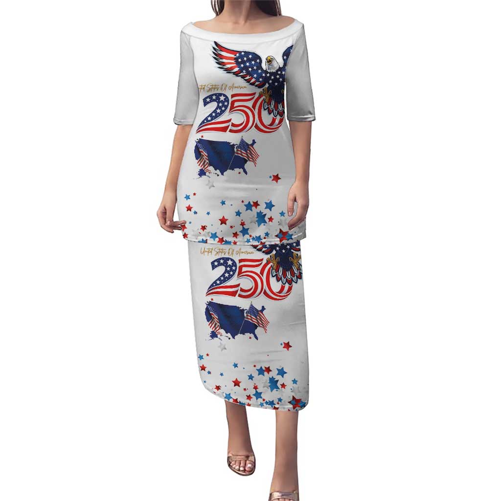 250 Years of American Freedom Puletasi Flag Bald Eagle and Map