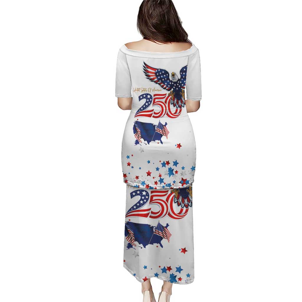 250 Years of American Freedom Puletasi Flag Bald Eagle and Map