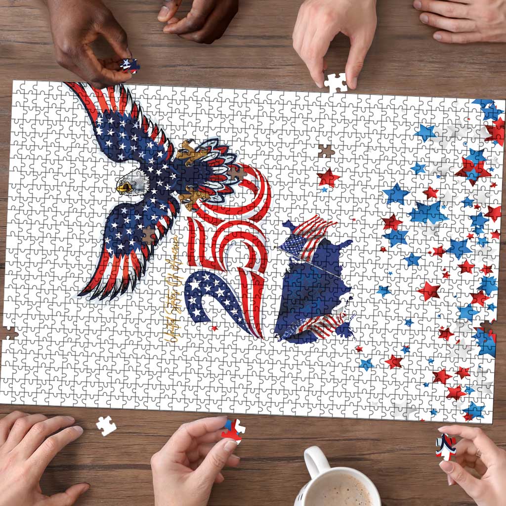 250 Years of American Freedom Puzzle Flag Bald Eagle and Map