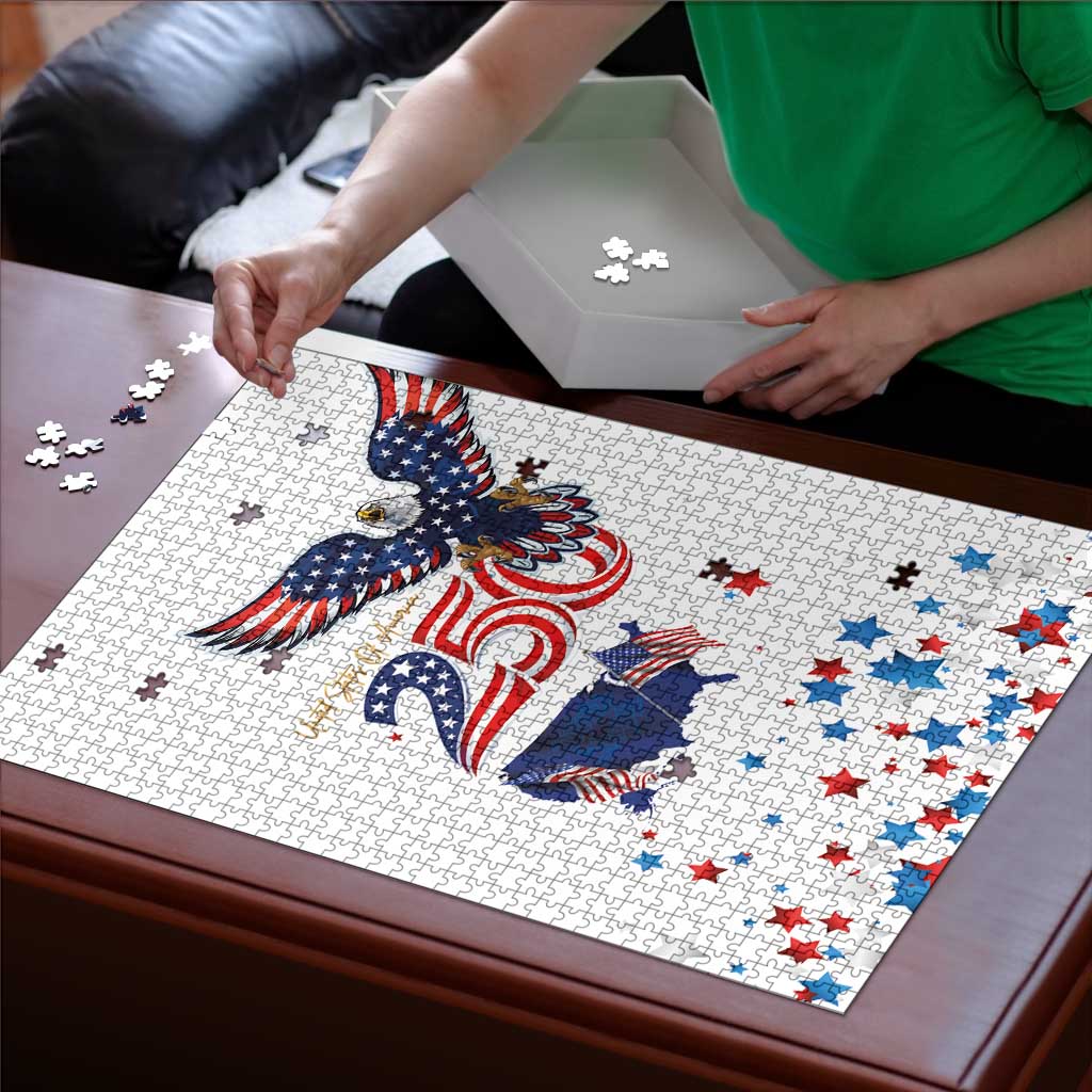 250 Years of American Freedom Puzzle Flag Bald Eagle and Map