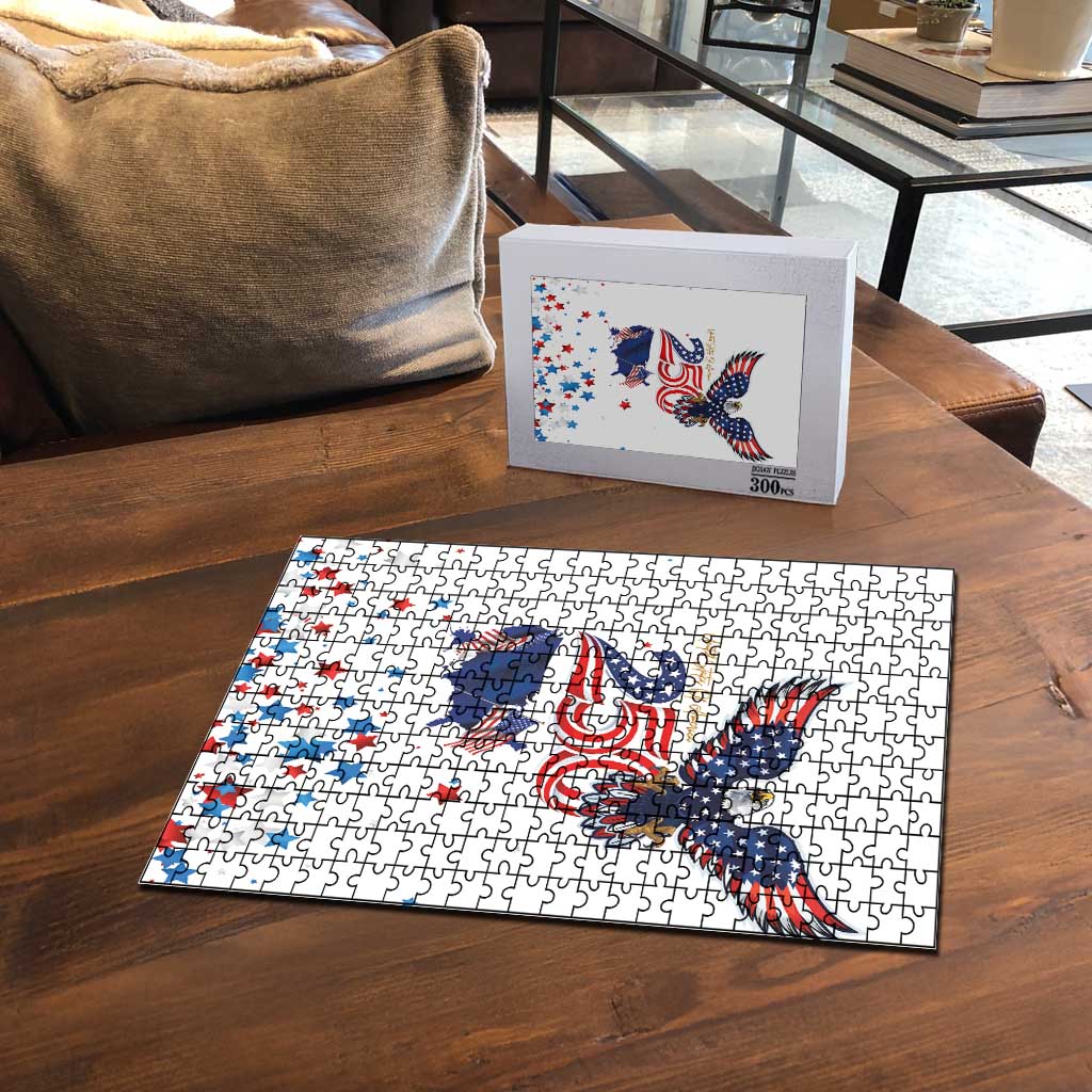 250 Years of American Freedom Puzzle Flag Bald Eagle and Map