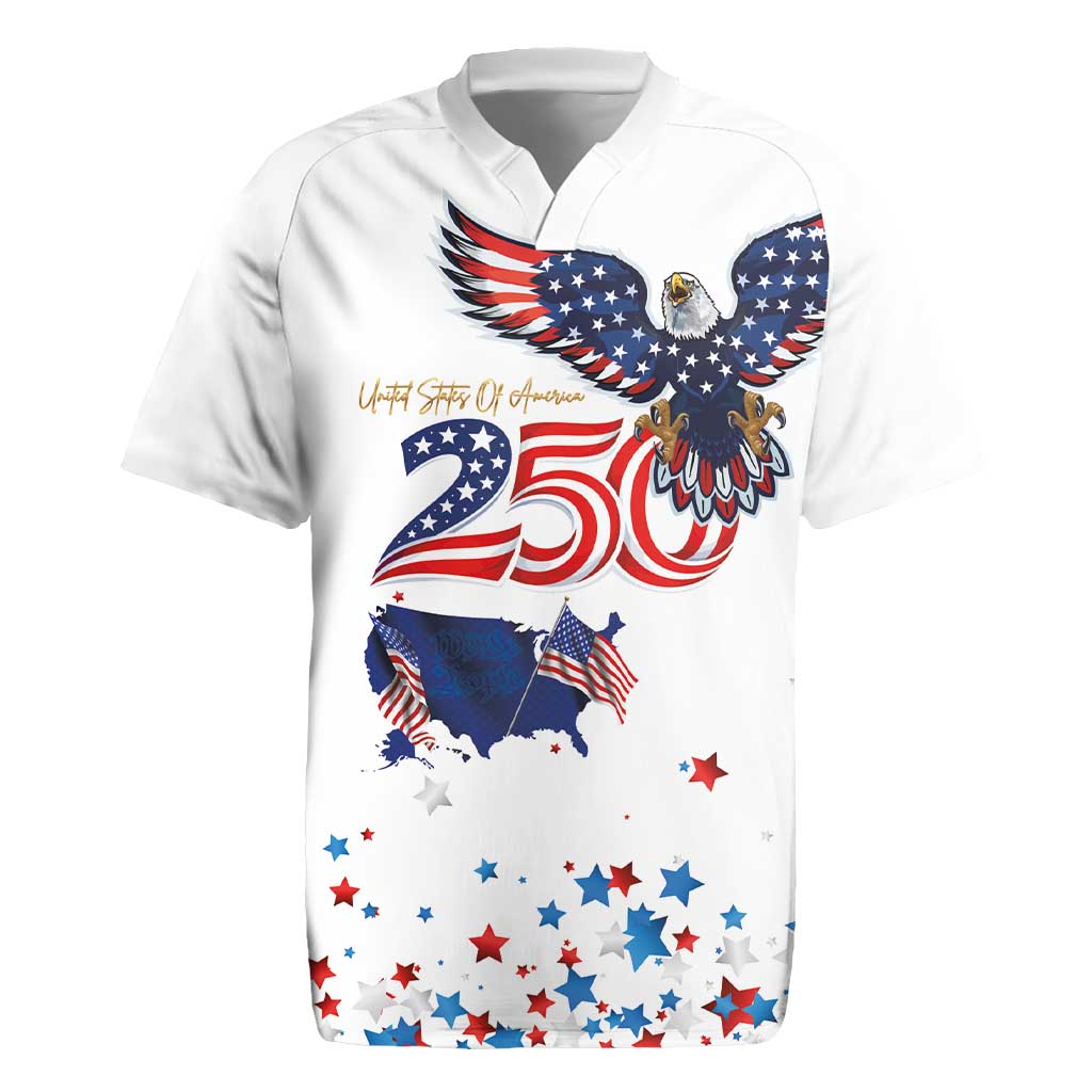 250 Years of American Freedom Rugby Jersey Flag Bald Eagle and Map