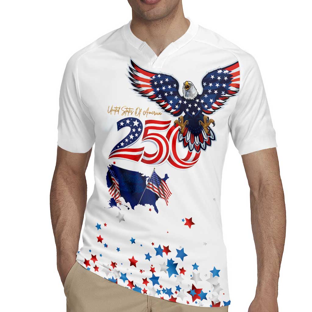 250 Years of American Freedom Rugby Jersey Flag Bald Eagle and Map
